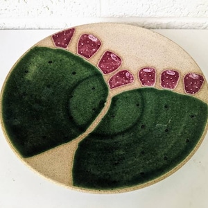 Large Vintage Prickly Pear Cactus Pottery Bowl by Jim Sudal