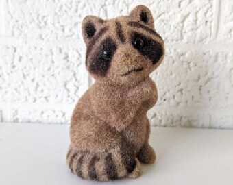 Vintage Flocked Raccoon Figurine