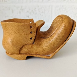 Vintage Carved Wooden Boot Toothpick Holder
