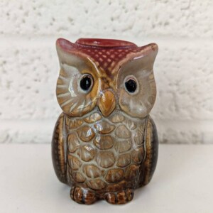 Vintage Ceramic Owl Candlestick Holder | Toothpick Holder
