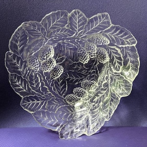 Antique Indiana Glass Loganberry Bowl | Footed | Clear Glass | Triangular Bowl | Candy Dish | But Bowl | Berry Bowl