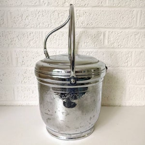 Vintage Ice Box with Hinge Open Lid | United Chromium on Solid Brass | Grape Vines Motif