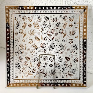 Vintage Georges Briard Mid-Century Modern Square Plate or Tray with Designs in Gold