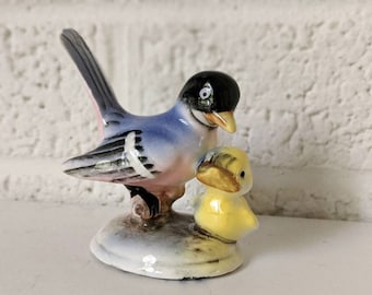 Small Vintage Orion Ceramic Bird Figurine | Bird and Chick