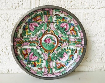 Plateau vintage Massilly France 40cm Doré/Multicolore Métal - Vendu