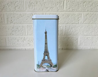 Boîte commémorative vintage Buscuit | France | Création Gillot | Tour Eiffel, Arc de Triomphe, Notre-Dame, Obélisque, Place de la Concorde