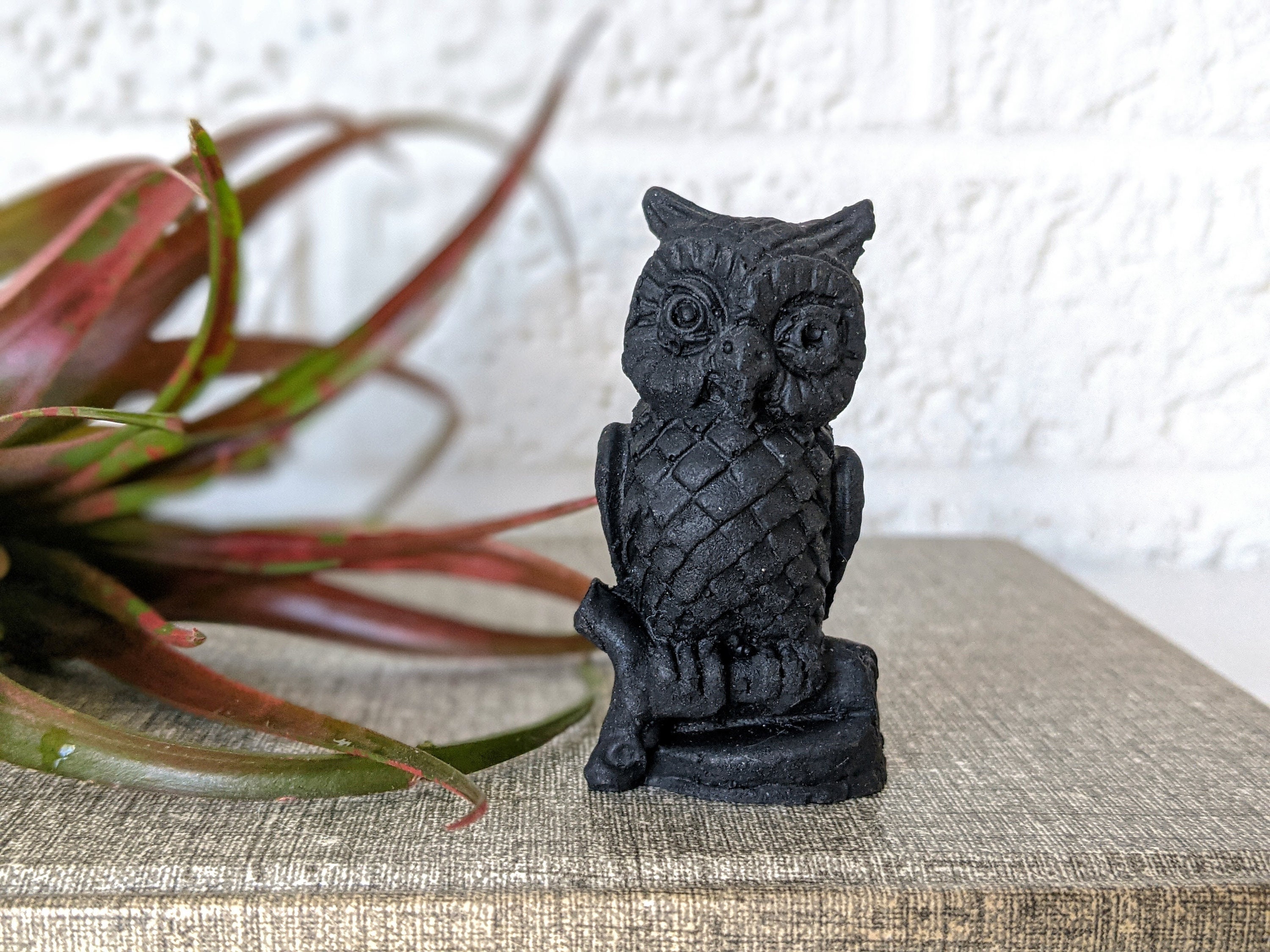 Vintage Carved Coal Owl Figurine | Owl Carved from Coal