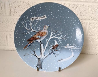 Noël 1971 "Two Turtle Doves" Haviland Limoges Christmas Plate | Haviland, France | Remy Hetreau | Noel