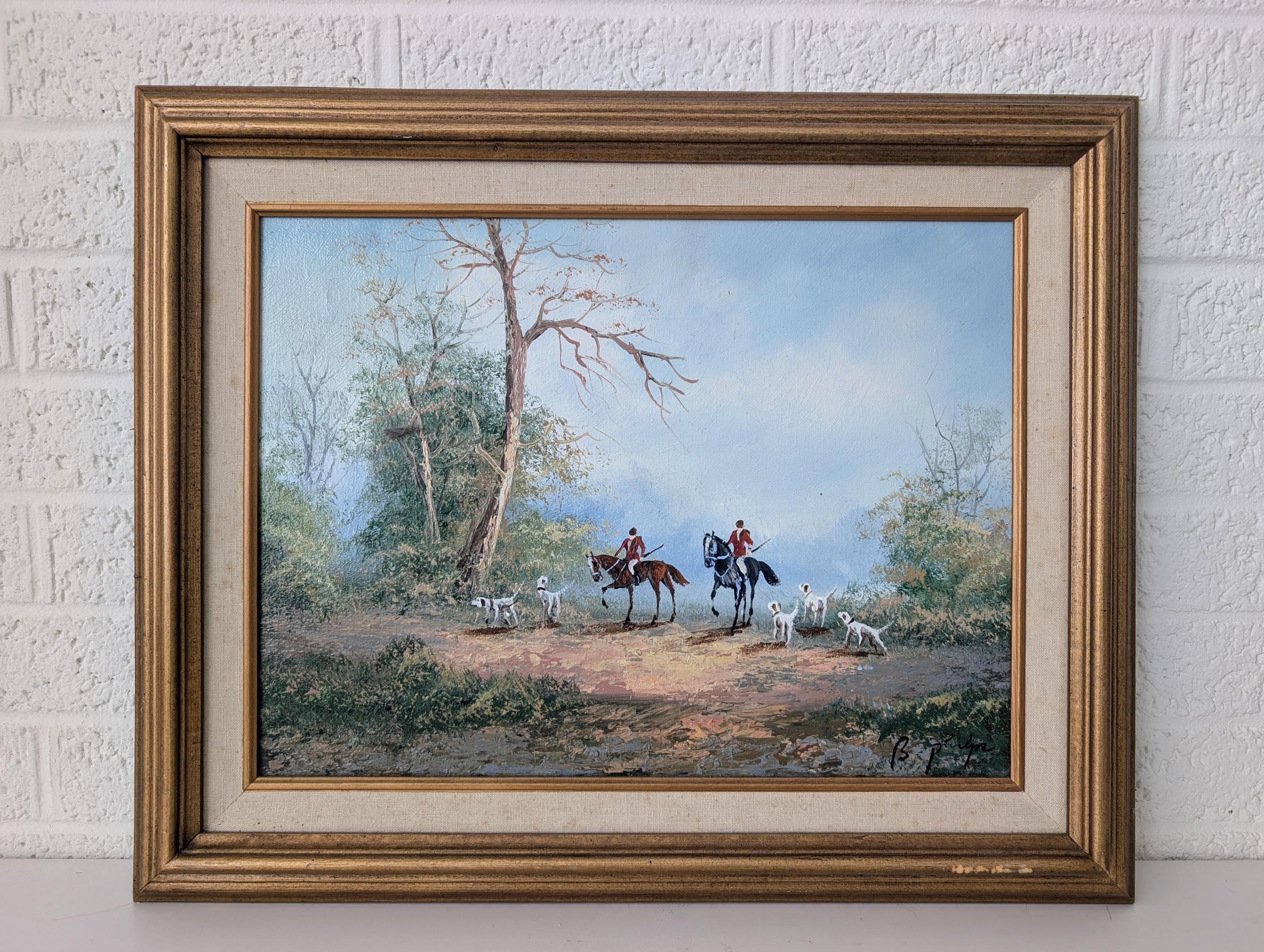 Original Signed Painting | Fox Hunt | B. Philips | Equestrian Art