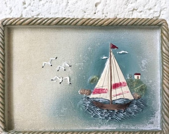 Vintage Sailboat Plaque or Dish