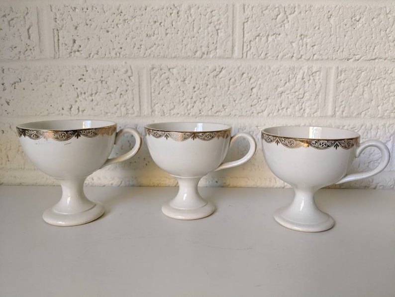 PAIR Vintage K. T. & K. China Pedestal Coffee or Tea Cups Etsy