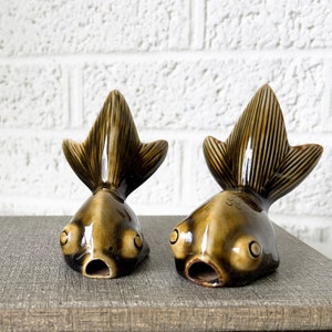 Pair Vintage Thai Celadon Fish | Pottery Fish