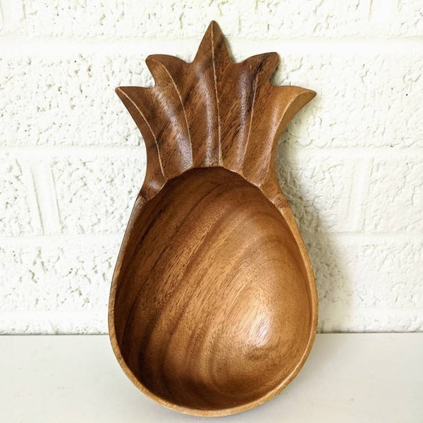 Wood Pineapple Bowl Etsy