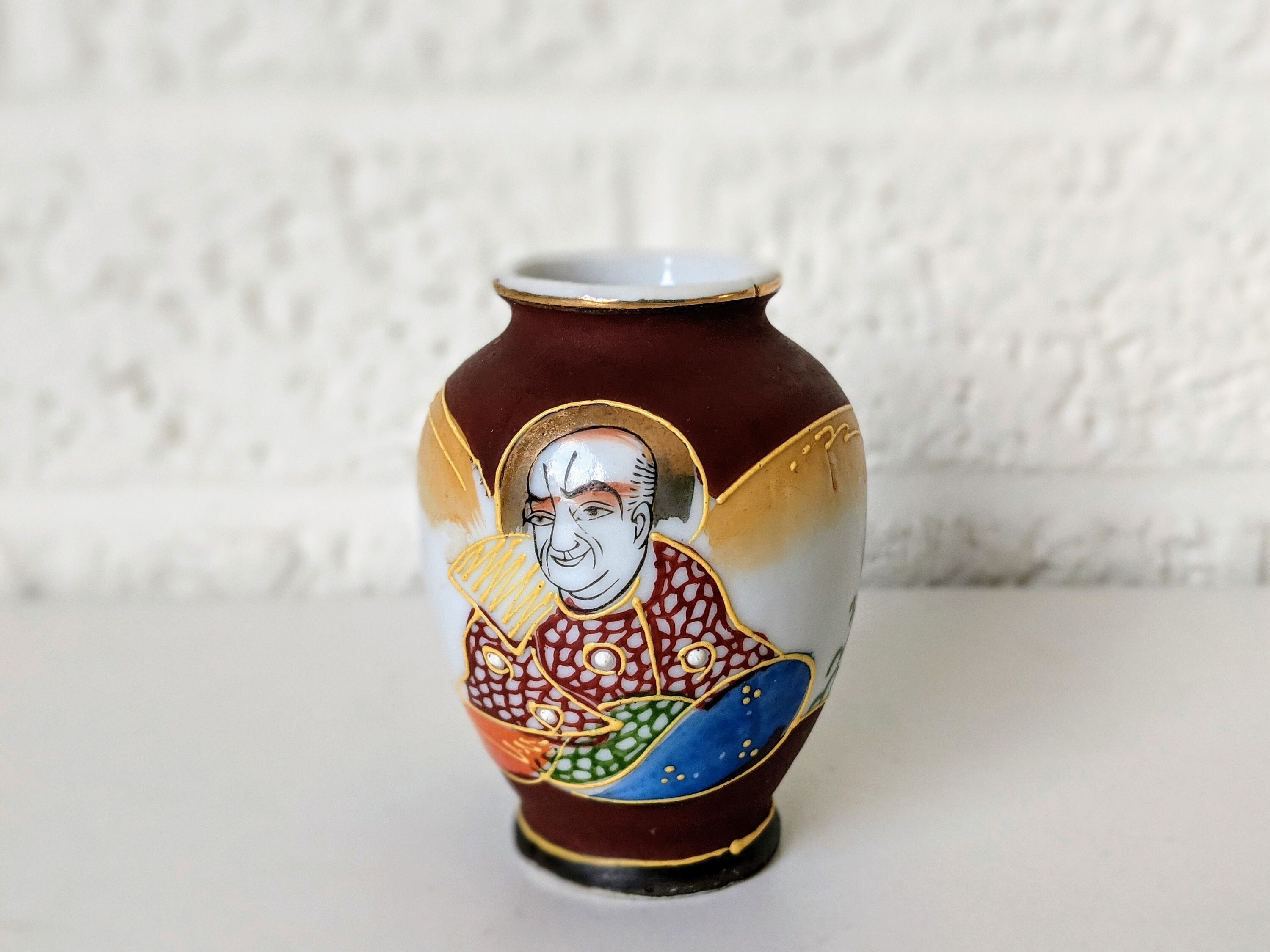 Vintage Japan Moriage Satsuma Style Miniature Vase | Made in