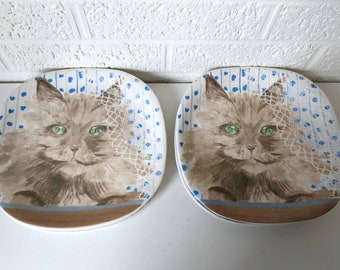 One Vintage Minou-ettes Porcelain Cat Plate by C. Pradalie