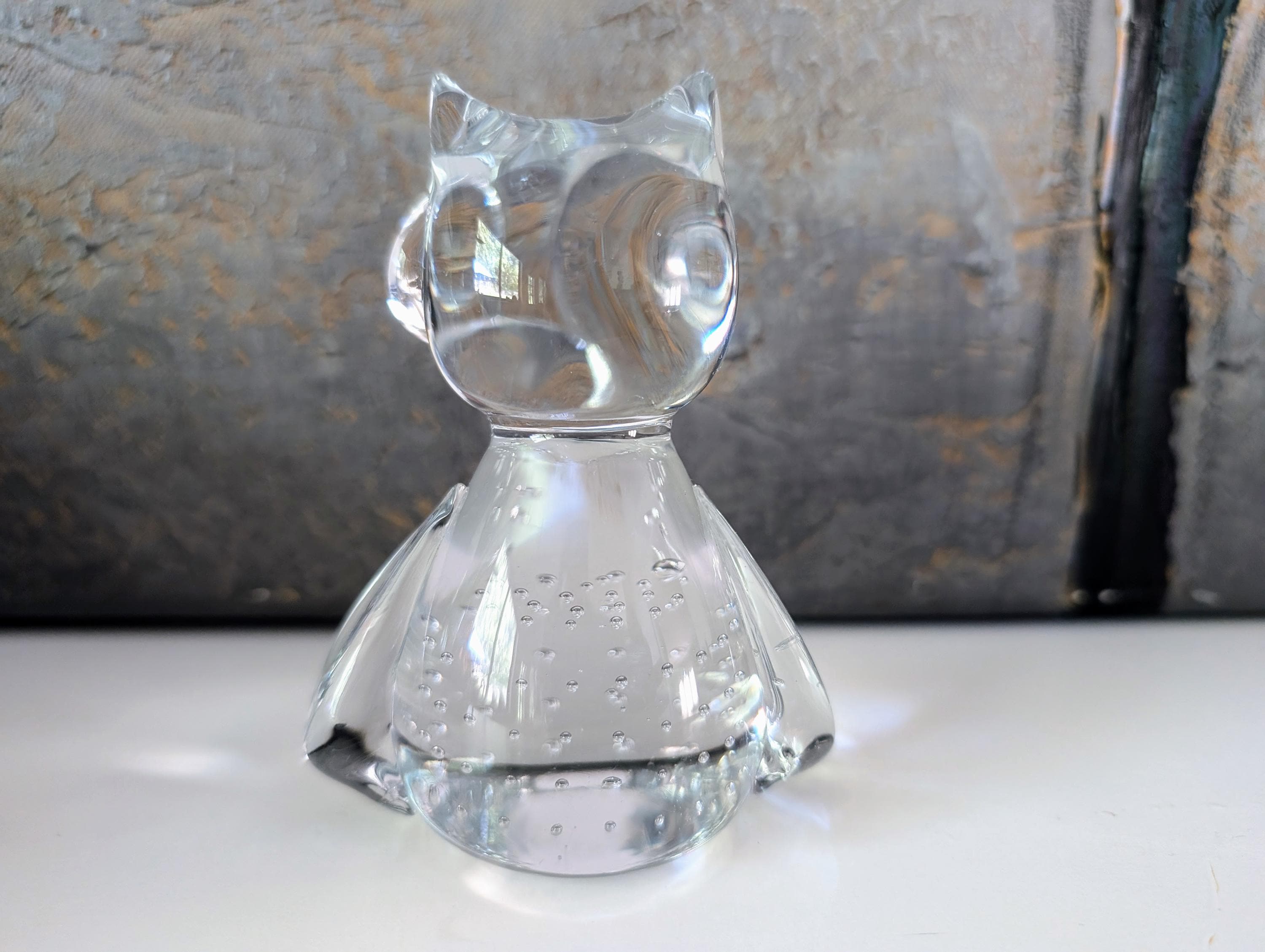 ヴィンテージの吹きガラスのフクロウの置物 - Etsy 日本