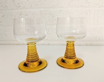 Pair of Amber Schmittsöhne West German Goblets | Vintage Stemware