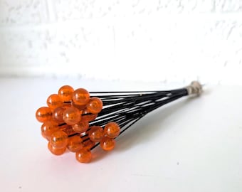 Vintage Orange Flower Picks | Resin/Acrylic/Lucite | Sharp Points