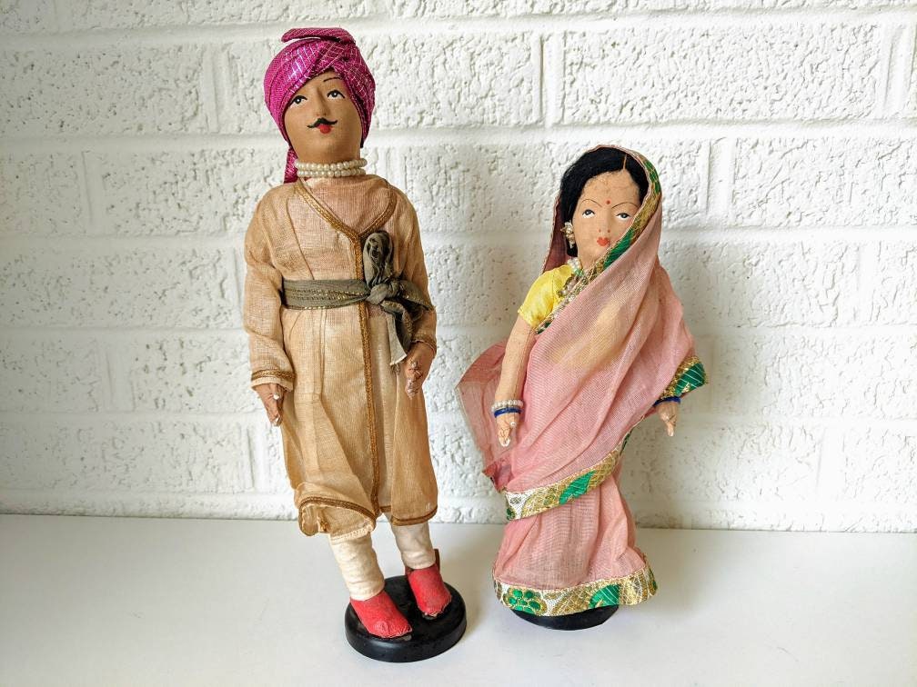 ヴィンテージ布製人形 | インド人男性と女性 | 夫婦 | - Etsy 日本