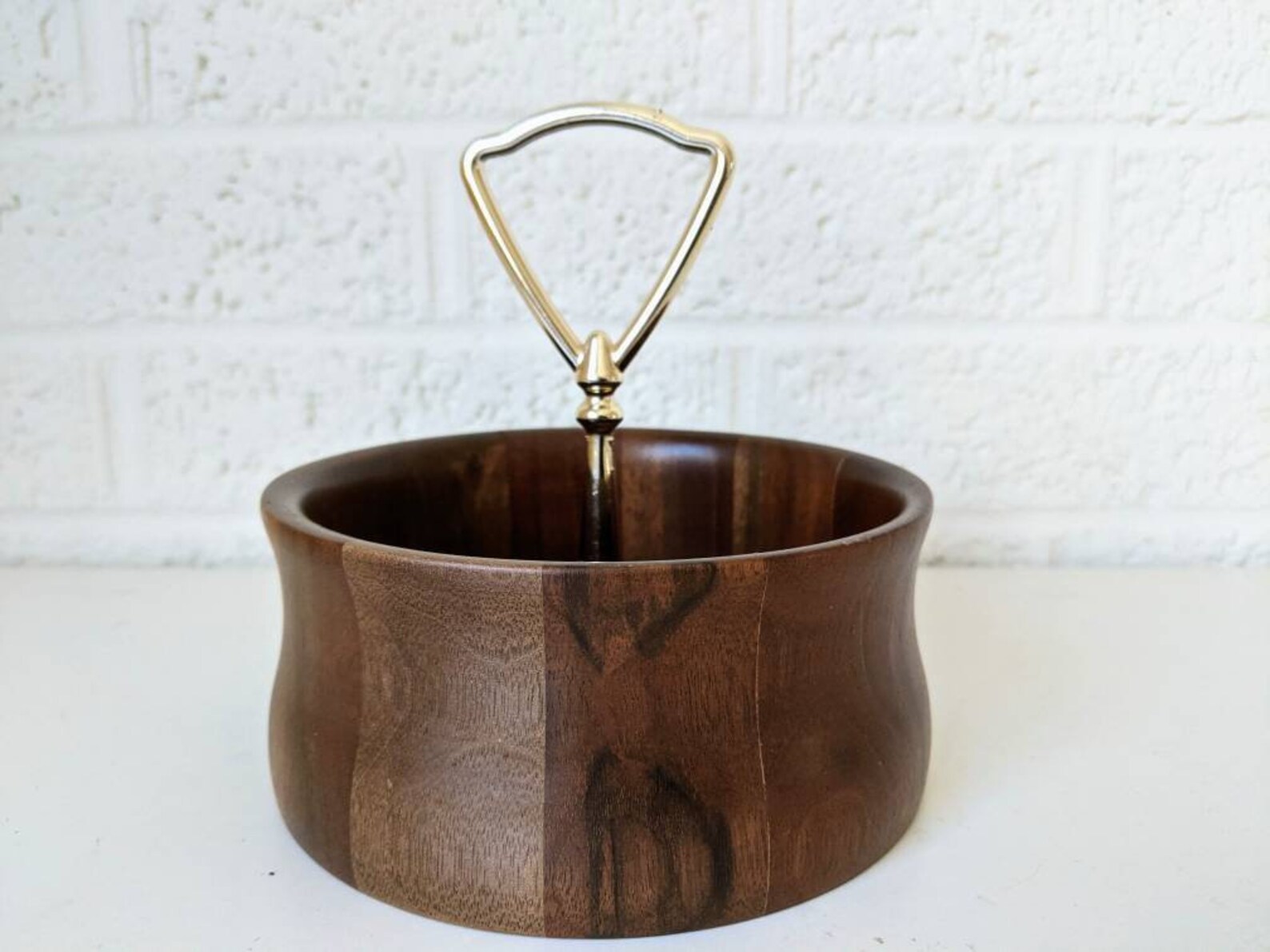 Vintage Midcentury Modern Serving Bowl With Handle Wooden Etsy