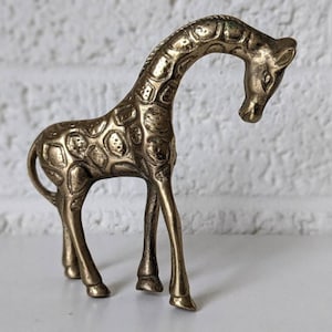 Vintage Brass Giraffe Figurine, Head Held Down