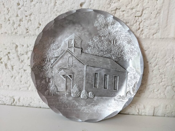 Vintage Wendell August Forge Schoolhouse Hammered Metal Plate - Etsy