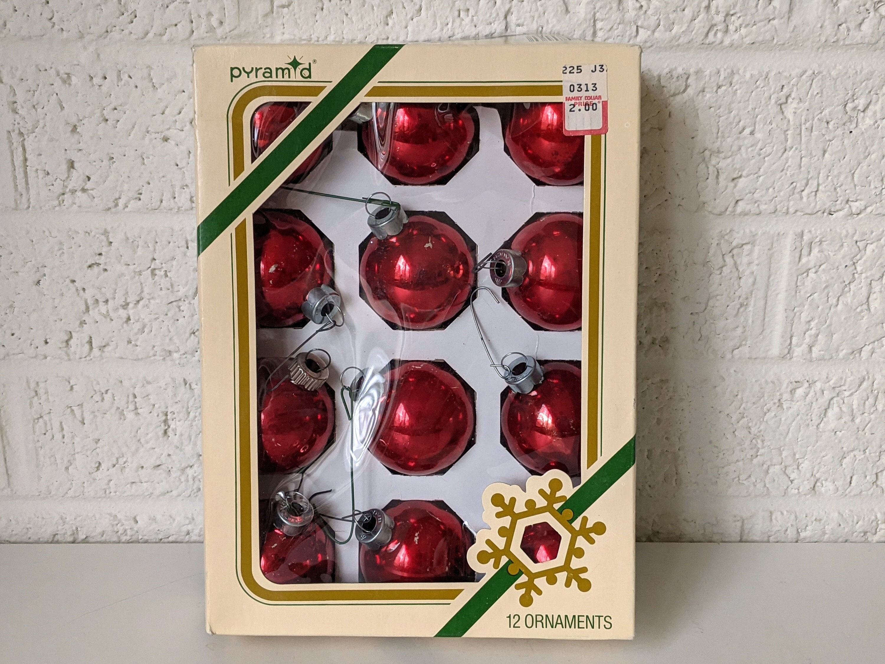Set 12 Vintage Worn Glass Ornaments | Christmas Tree Ornaments