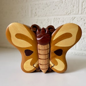 Vintage Wooden Butterfly Puzzle Box
