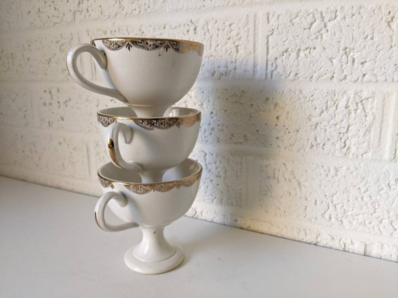 PAIR Vintage K. T. & K. China Pedestal Coffee or Tea Cups Etsy