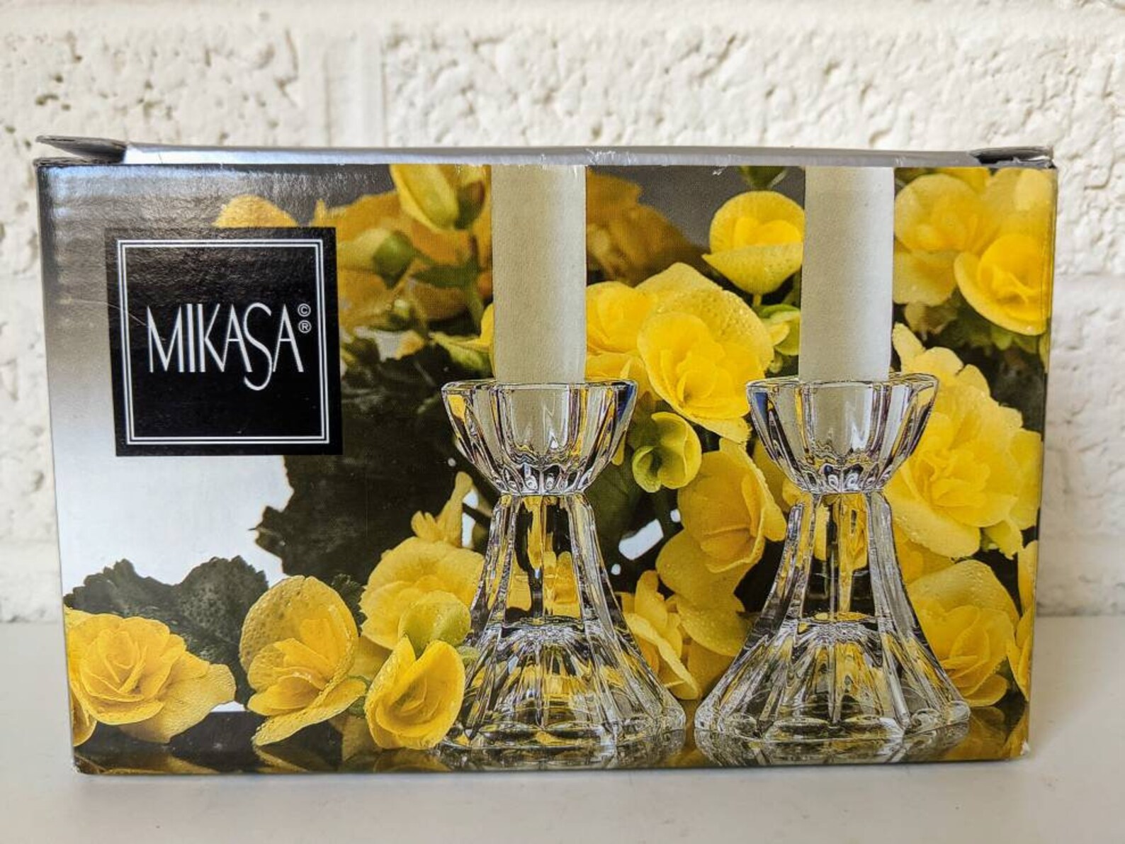 Vintage Pair Mikasa Glass Crystal Candleholders Original Box Etsy