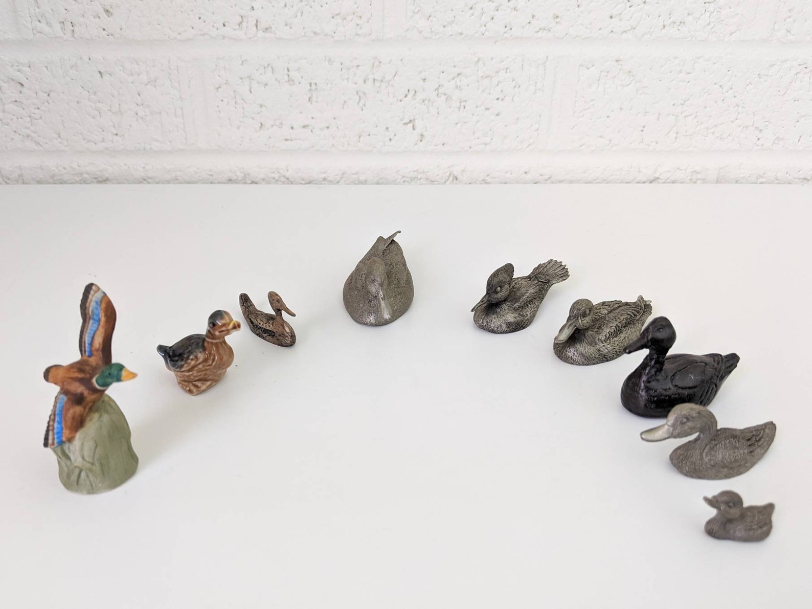 Vintage Miniature Pewter Duck Figurine | Etsy