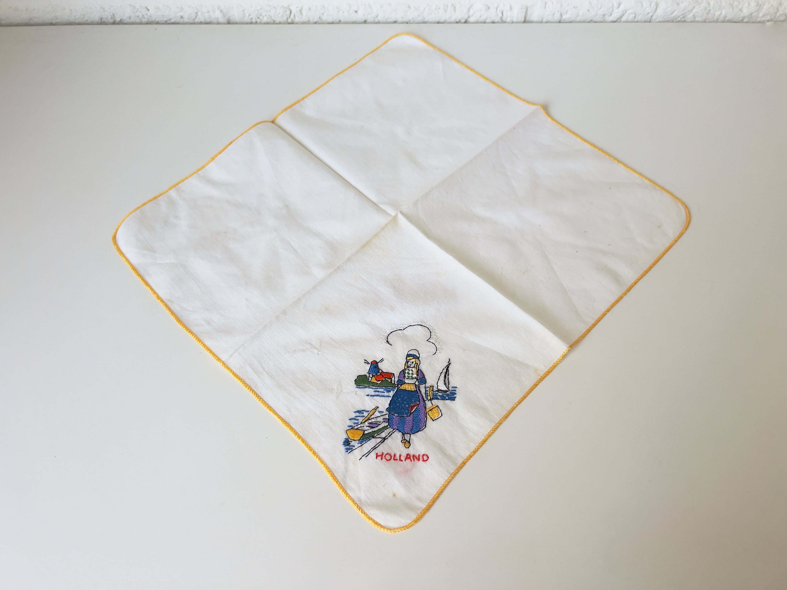 Vintage Embroidered Handkerchief | Holland | Souvenir - Etsy