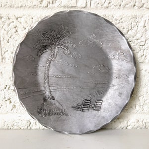 Vintage American Forging Beach Scene Hammered Metal Plate