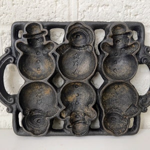 Vintage Snowman Cookies Cast Iron Baking Mold by John Wright - Etsy