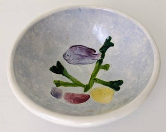 Vintage Salt Marsh Pottery Bowl and Wall Hanging | Fish and Shells