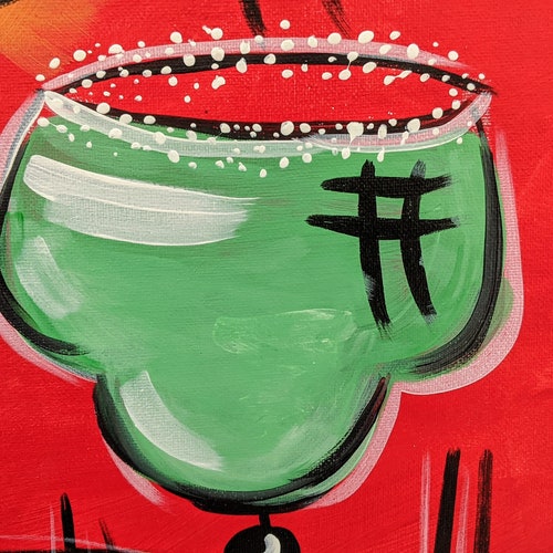 Vintage Original Art | Acrylic shops on Canvas | Margarita | Bar Art