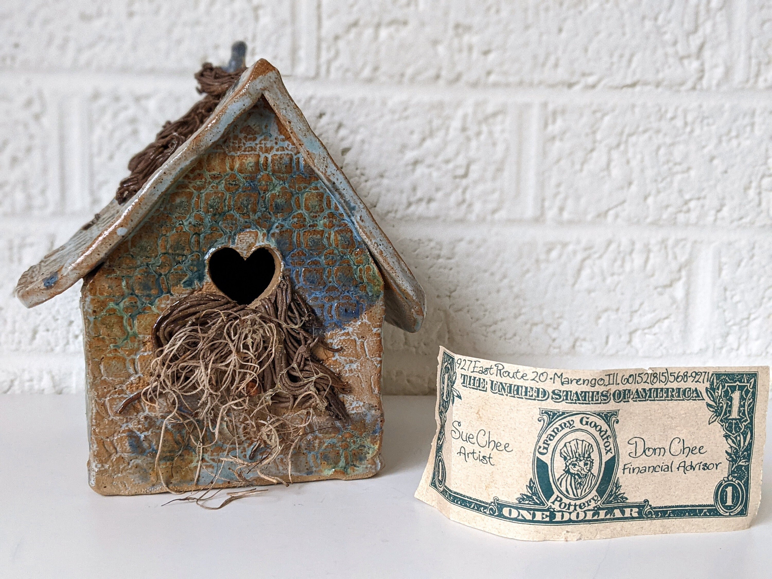 ヴィンテージ陶器の貯金箱の鳥小屋 | Grandma Goodfox Pottery