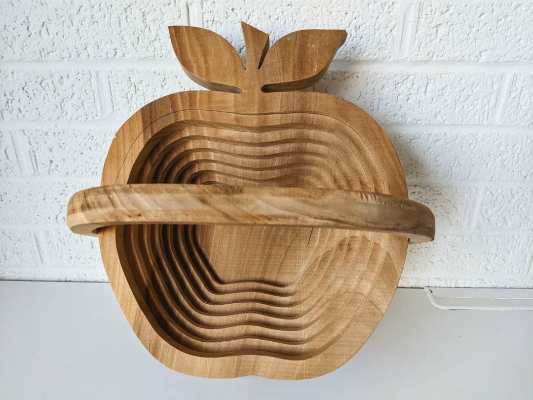 Apple-Shaped Wooden Collapsible Fruit Bowl With Dried Fruit • Oh! Nuts®