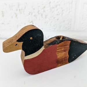 Vintage Wooden Duck Candleholder