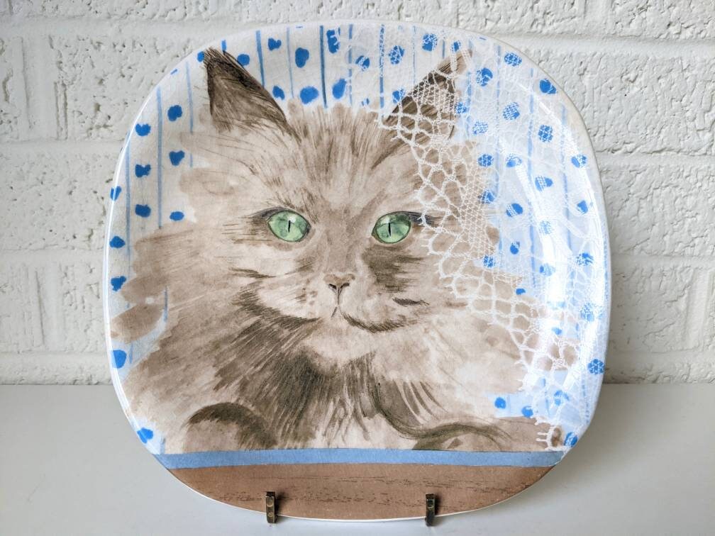 レアMinou-ettes by C. Pradalie - 1985 Cat Collection Coeur Minou-ettes by C. Pradalie Small Cat Plate