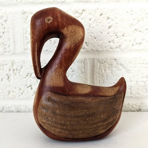 Vintage Hand Carved Wooden Swan