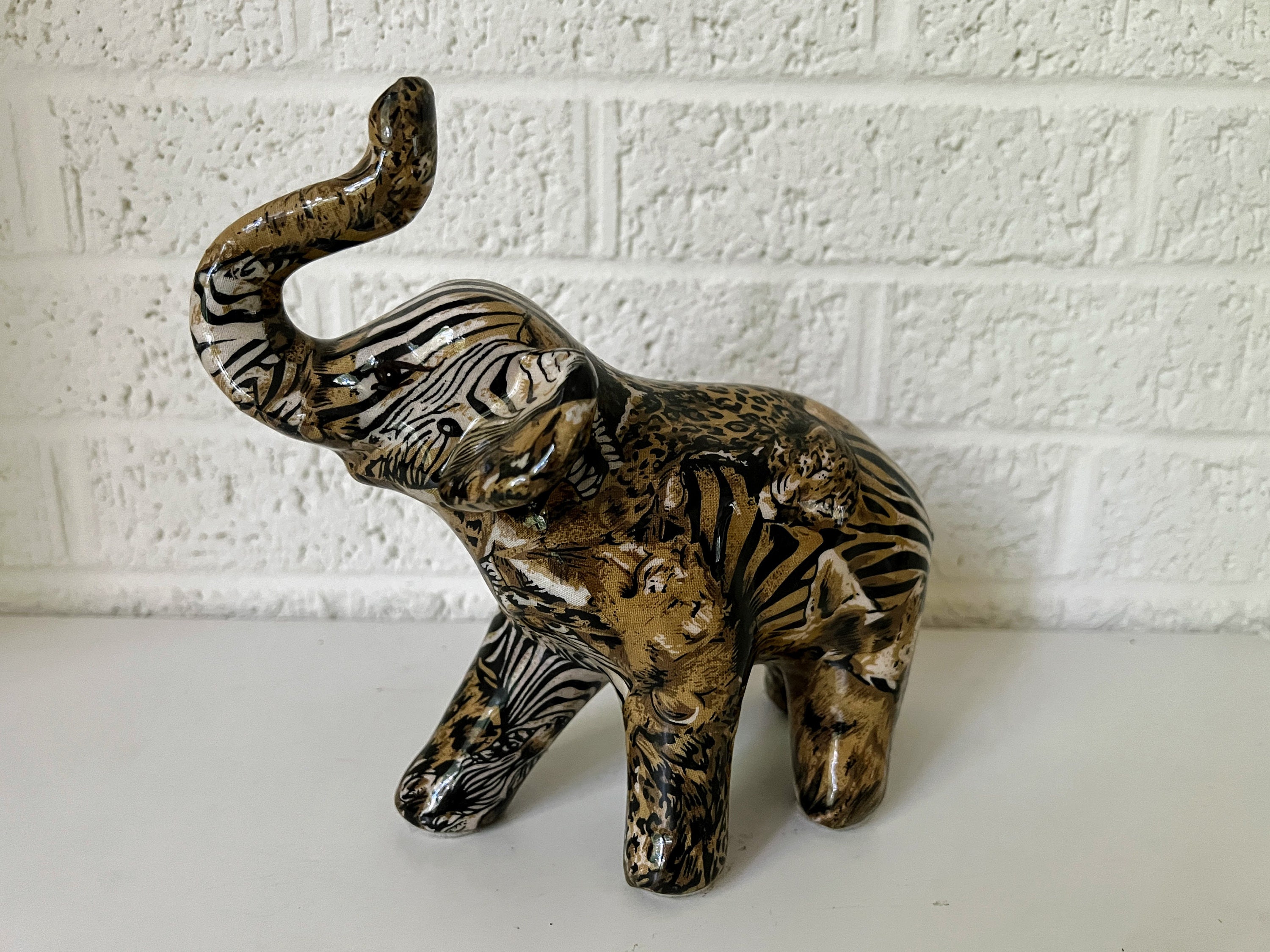 Vintage La Vie Safari Elephant | African Animals | Patchwork