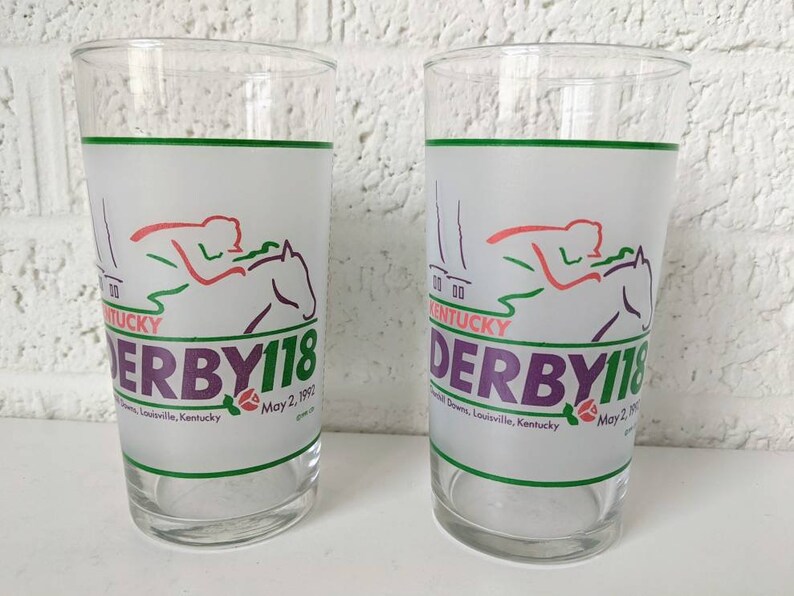 Pair Vintage Kentucky Derby Commemorative Mint Julep Glasses Etsy