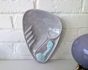 Mid-Century Modern Catchall, Ashtray, Bowl, Vanity Tray | Phone Design | Purple with Turquoise