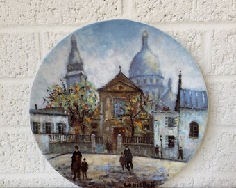Louis Dali Limoges Limited Edition "L'Église Saint Pierre et le Sacré Coeur de Montmartre " Painted Paris Scene Decorative Porcelain Plate