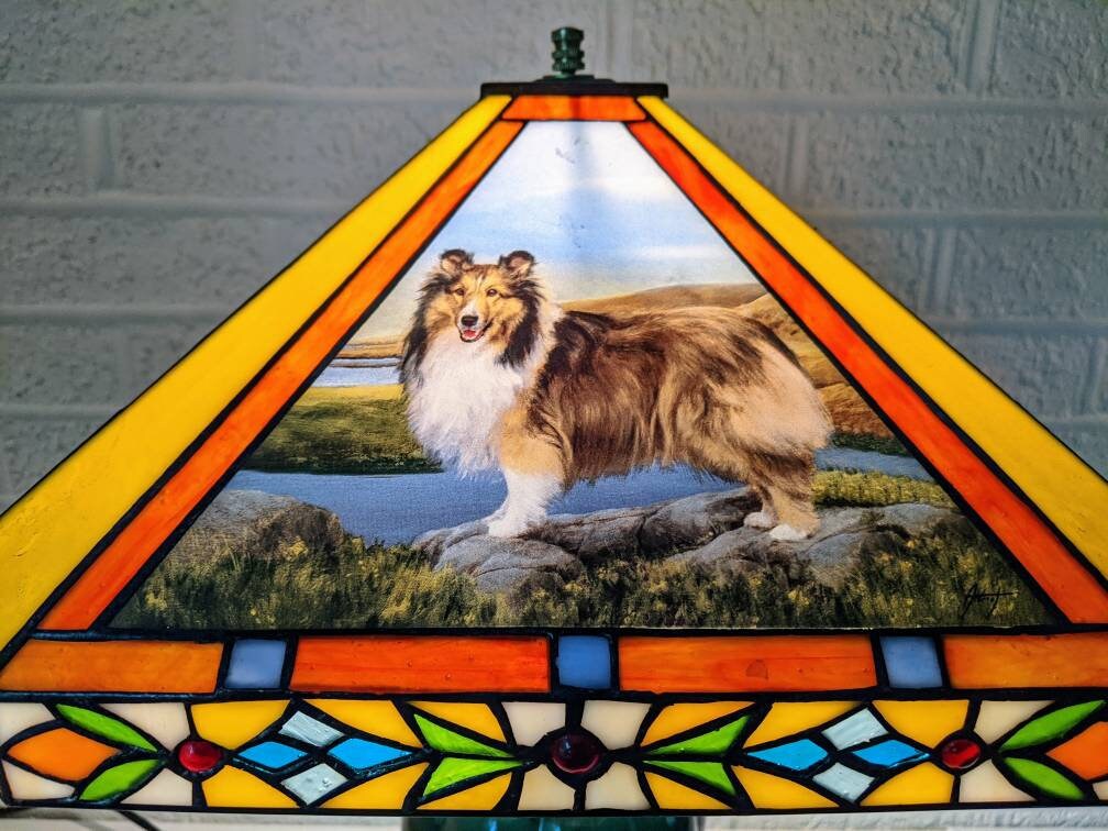 Stained glass dog lamp online