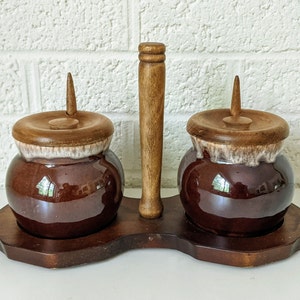 Vintage Drip Pottery Condiment Caddy | Jam Caddy | Honey Caddy