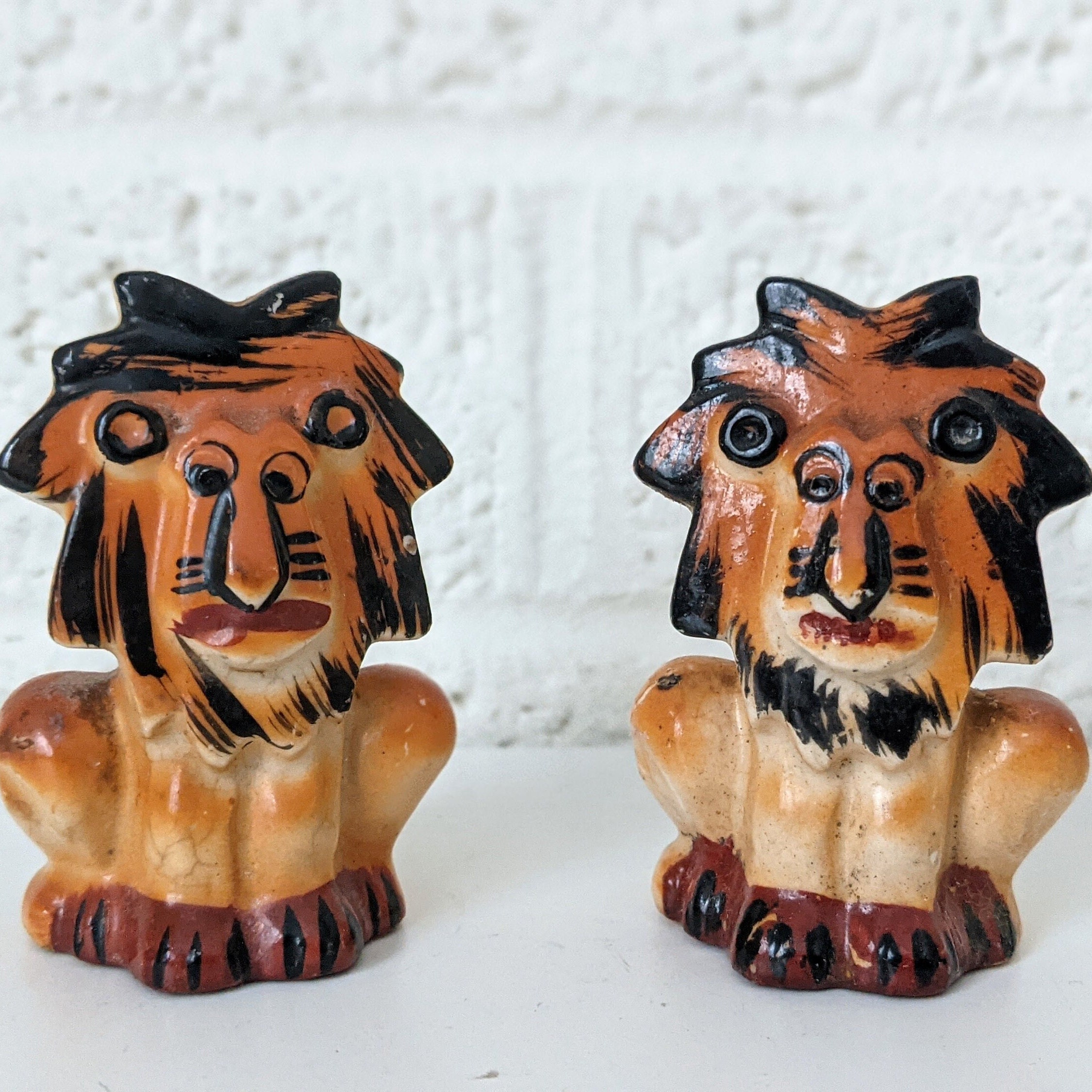 Vintage Mid-century Lion Salt and Pepper Shakers | Made in Japan