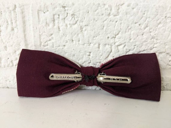 Vintage Ormond NYC Clip On Bow Tie | Maroon and W… - image 5