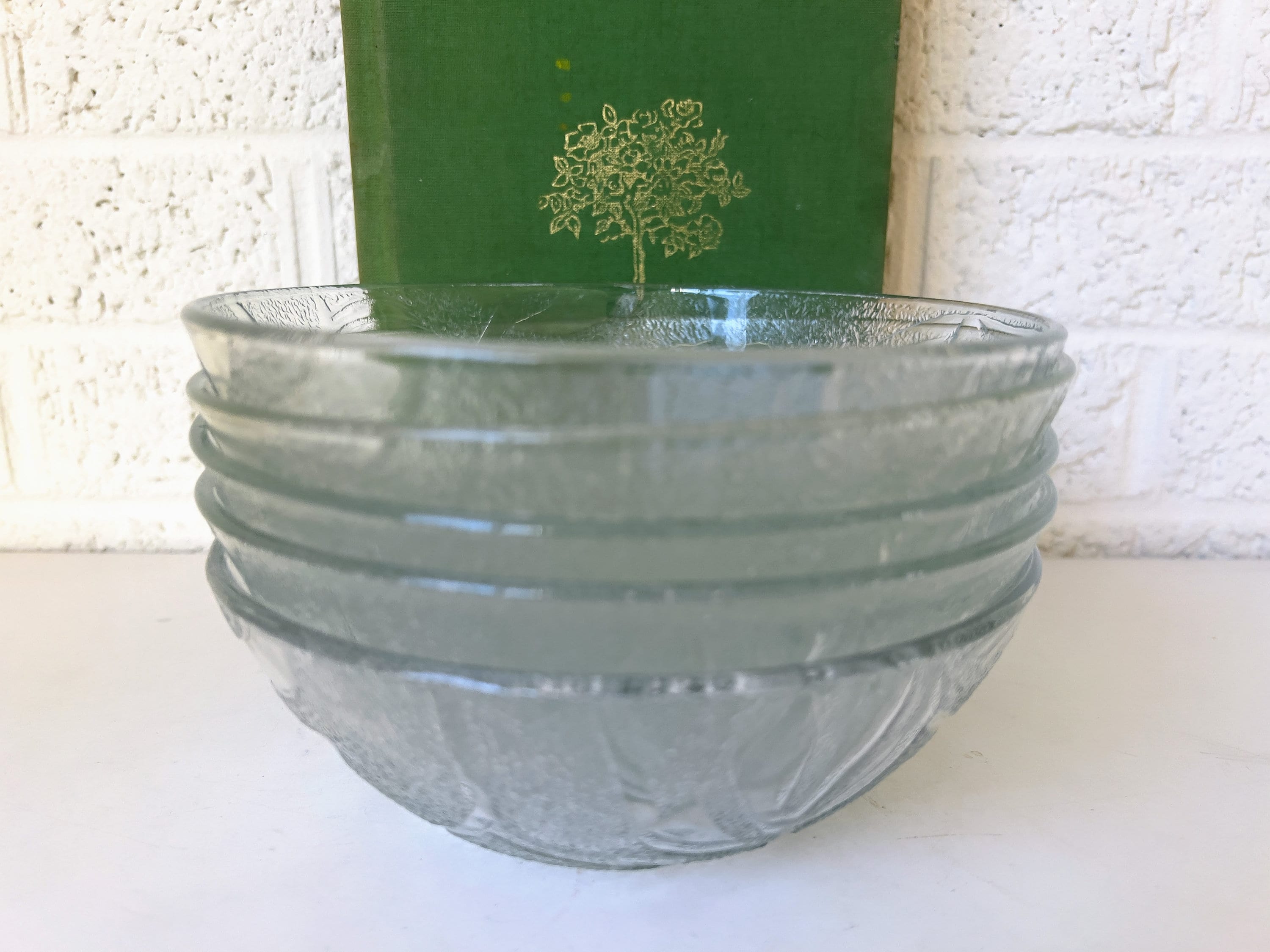 Set 5 or Individual Hibiscus Glass Bowls | Vintage Crystal Clear
